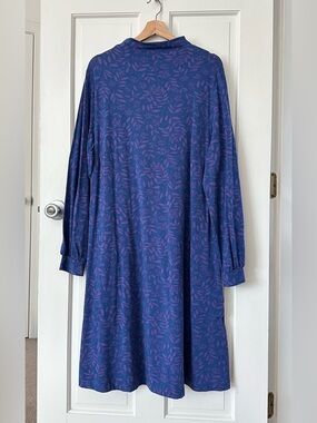 Gudrun Sjoden Dress Blue Purple Floral Organic Cotton Knit Jersey Bladmynta XL